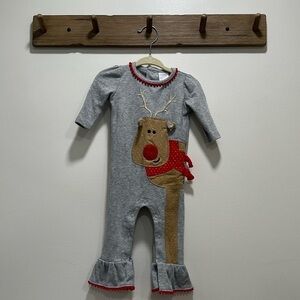 Gigil Rudolph Ruffle Girls Romper One Piece Outfit Christmas Holiday 3 months